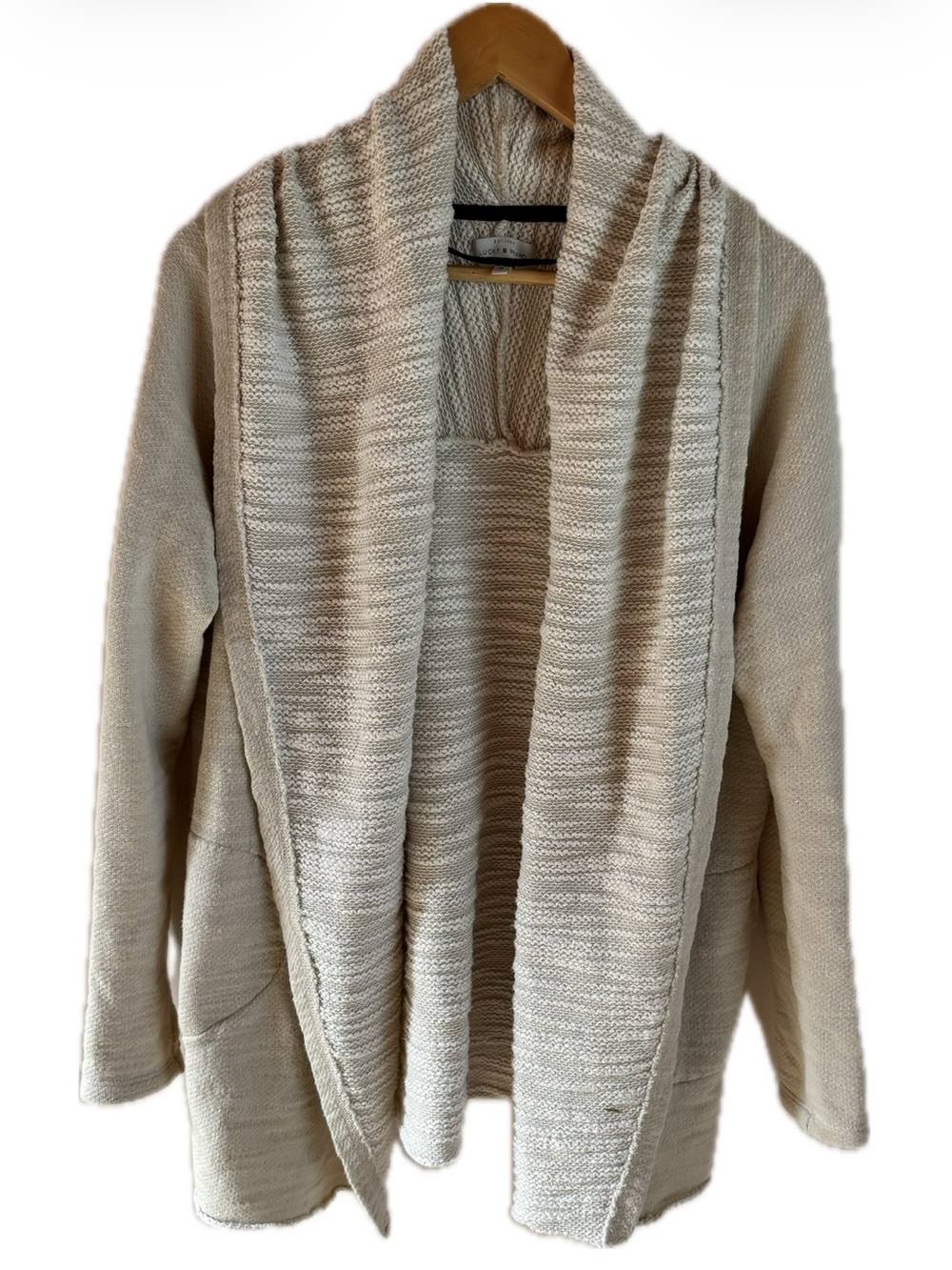 Lucky Brand Cozy Cream Women's Shawl Collar Sweater Jacket